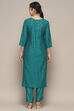 Turquoise Muslin Unstitched Suit set image number 6