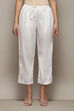 Off White Cotton Solid Pant image number 5
