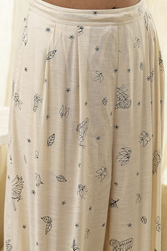 Off-White Cotton Straight Printed Kurta Set image number 2