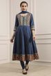 Indigo Cotton Printed Anarkali Suit Set image number 6