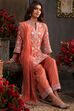 Earthy Blue Chanderi Embroidered Straight Suit Set image number 7