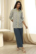 Blue Cotton Printed Straight Shirt image number 0