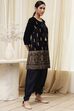Navy Blue Polyester Straight Kurta Pants Set image number 5