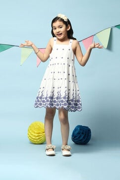 White Cotton Tiered Dress image number 0