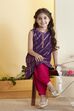 Purple Cotton Printed Straight Kurta Pants Set image number 0