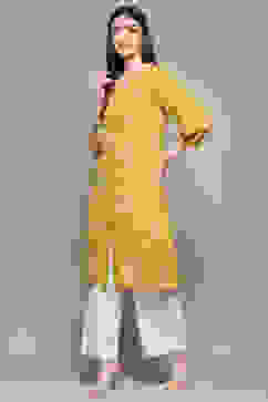 Lime Rayon Straight Kurta image number 2