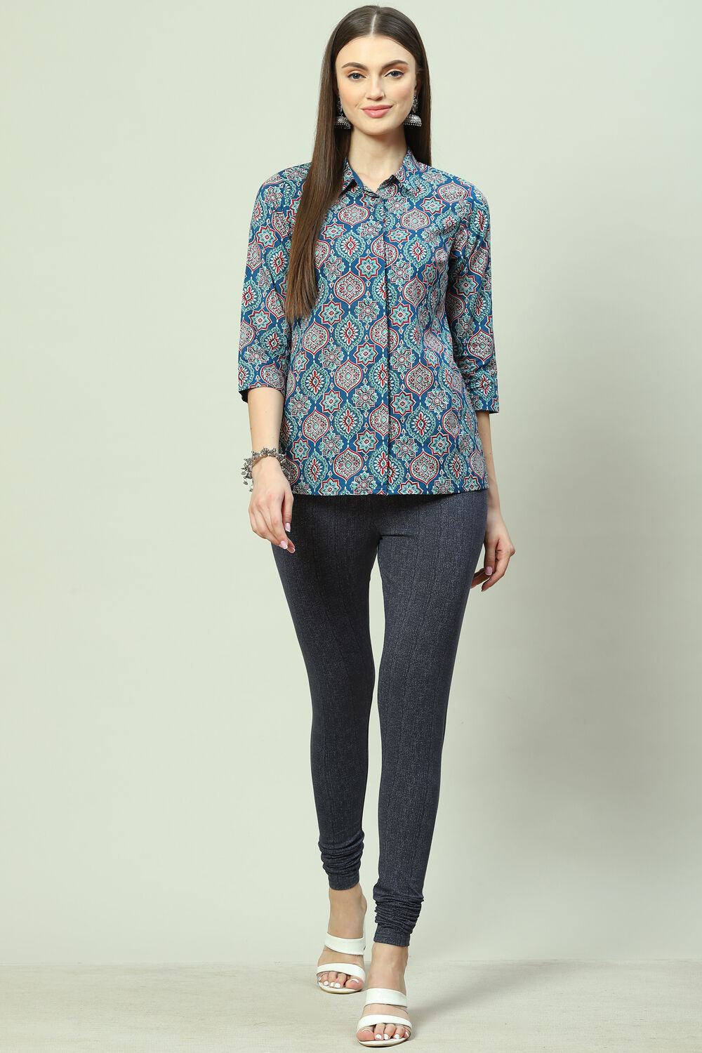 Blue Viscose Blend Legging image number 5