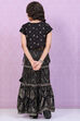 Black Art Silk Printed Short Top Lehenga Set image number 4