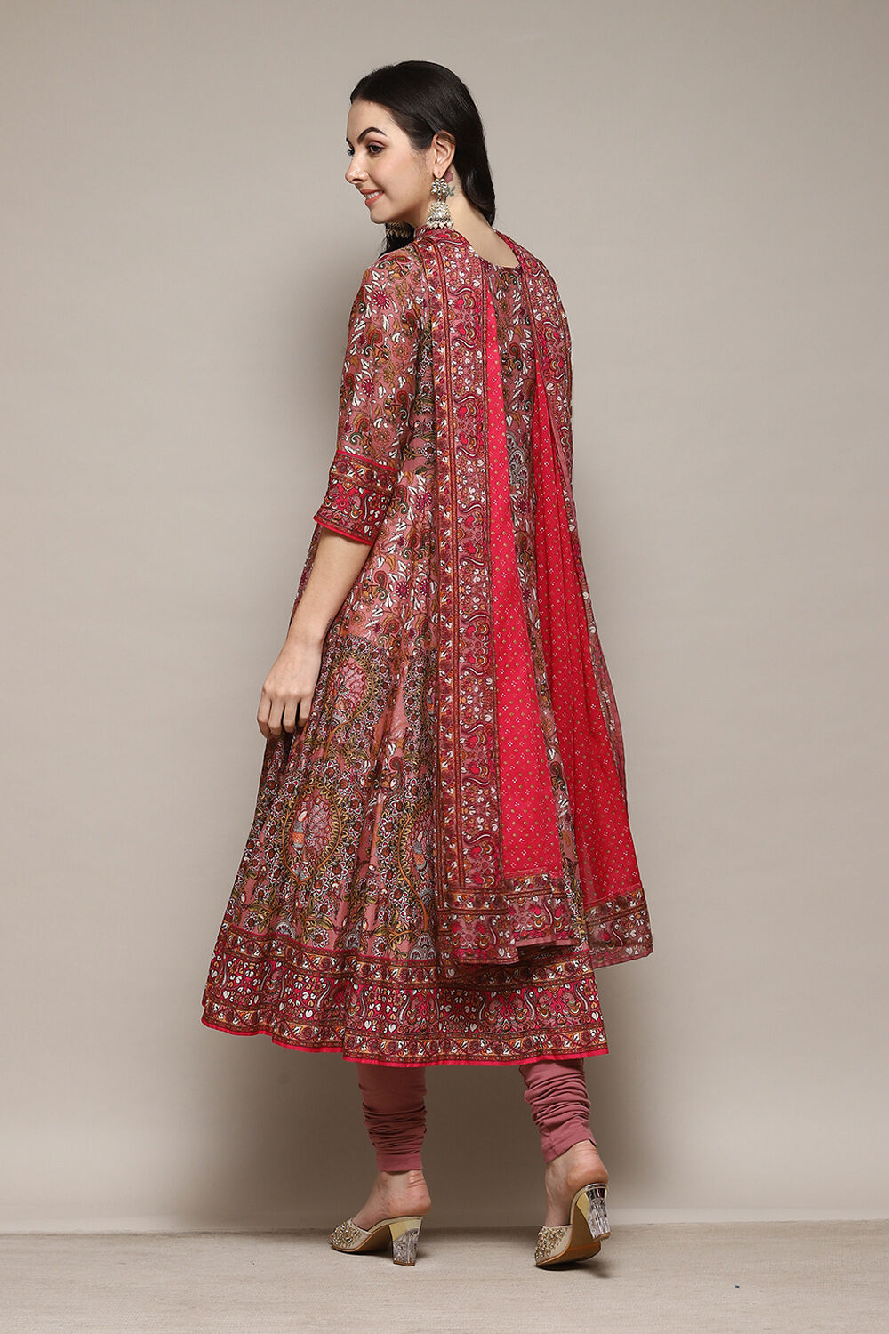 Sap Green Cotton Anarkali Kurta Churidar Suit Set image number 4