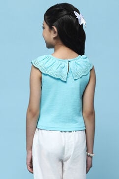 Blue Cotton Straight Top image number 3