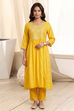 Yellow Polyester A Line Kurta image number 5