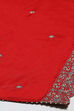 Red Banarasi Silk Machine Embroidered Unstitched Suit Set image number 4