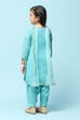 Turquoise Cotton Straight Printed Kurta Patiyala Salwar Suit Set image number 5