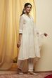 Off-White Embroidered Cotton Silk Kurta Set image number 4