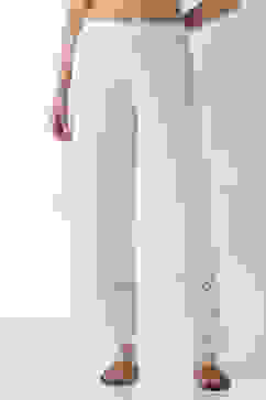 White Cotton Straight Palazzos image number 4