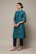 Turquoise Cotton Flared 3 Piece Set image number 3