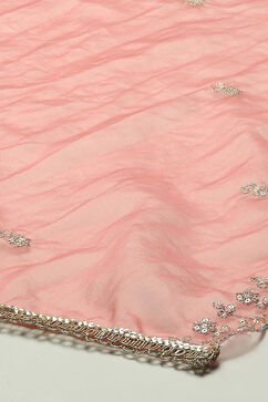Pink Organza Unstitched Suit Set image number 4