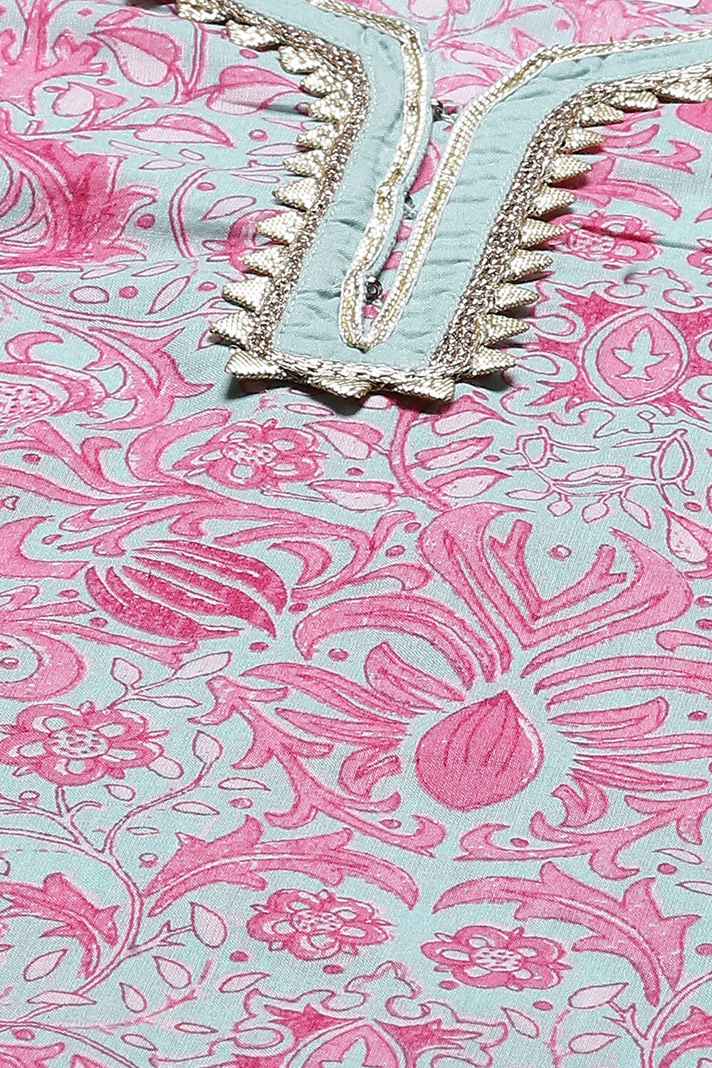 Powder Green Cotton Sharara Kurta Sharara Suit Set image number 1