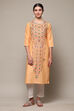 White Cotton Straight Printed Kurta image number 5