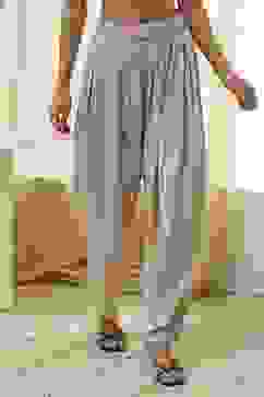 Beige Solid Straight Palazzos image number 4