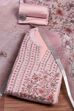 Pink Linen Blend Hand Embroidered Unstitched Suit Set image number 0