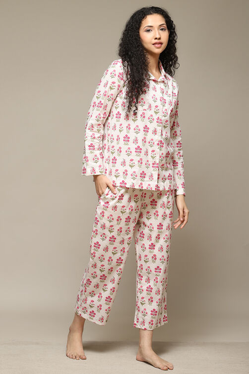 Navy Cotton Printed 2 Piece Sleepwear Set image number 5