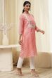 Coral Polyester Straight Kurta image number 4