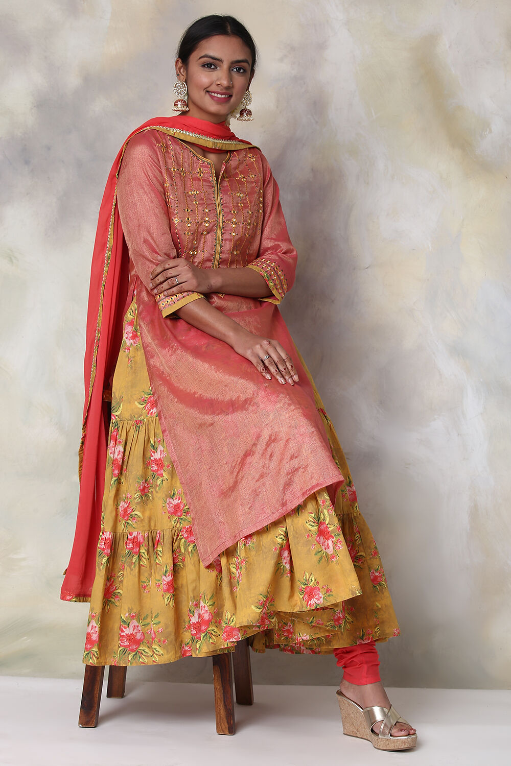 Double layered new arrivals churidar kameez