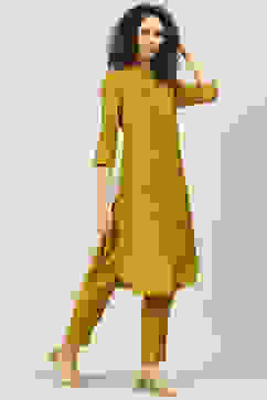 Mustard Poly Viscose Straight 2 Piece Set image number 5