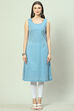 Blue Cotton Tiered Kurta image number 1