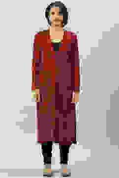 Maroon Acrylic Straight Yarndyed Kurta image number 5