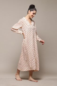 Off White Rayon Printed Sleepwear image number 2