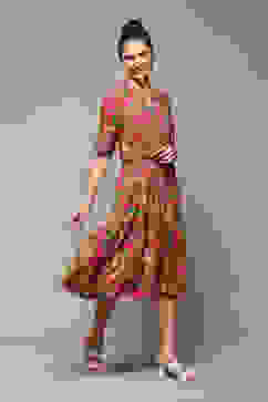 Deep Fuchsia Rayon Straight Printed Dress image number 3