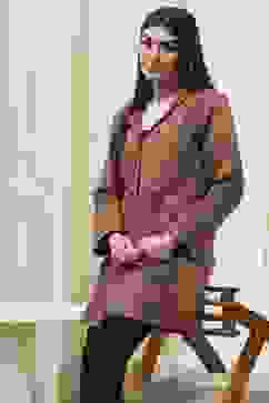 Burnt Orange Rayon Straight Printed Jacket image number 6