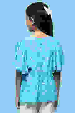 Aqua Printed Rayon Top With Mirror Detail image number 3