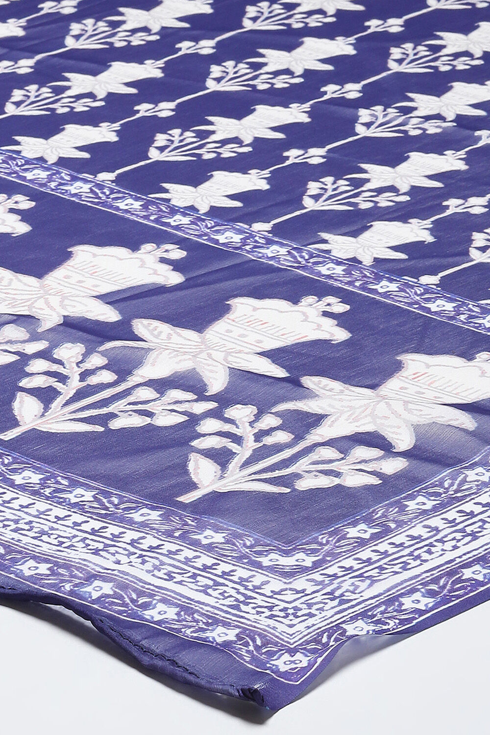 Indigo Chanderi Silk Unstitched Suit Set image number 4