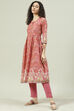 Dusky Pink Printed Cotton Gathered Suit Set image number 3