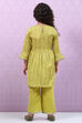 Olive Green Cotton A-Line Printed Kurta Set image number 4