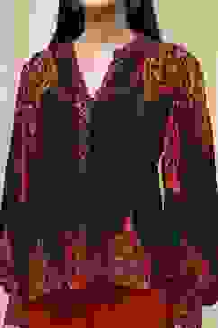 Blue Printed High-Low Top image number 1