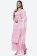 Pink Cotton Screen Print Unstitched Suit Set image number 5