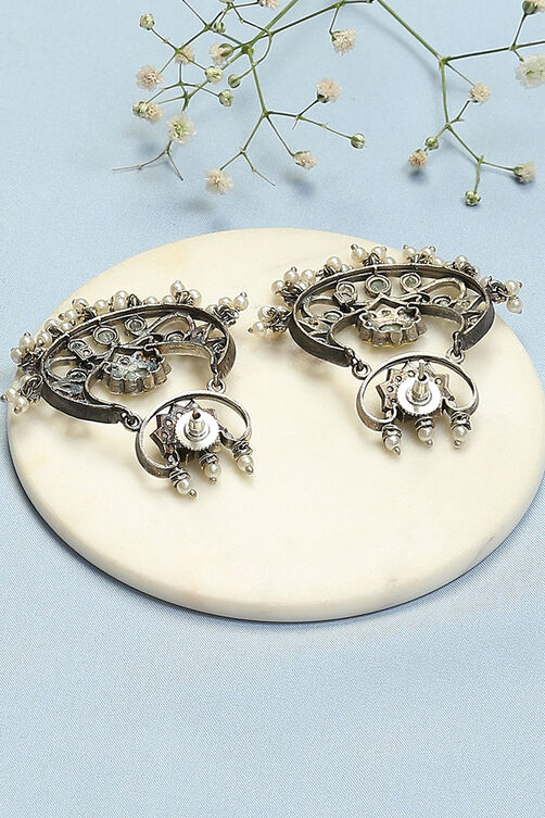 Oxidised Mint Brass Earrings image number 2