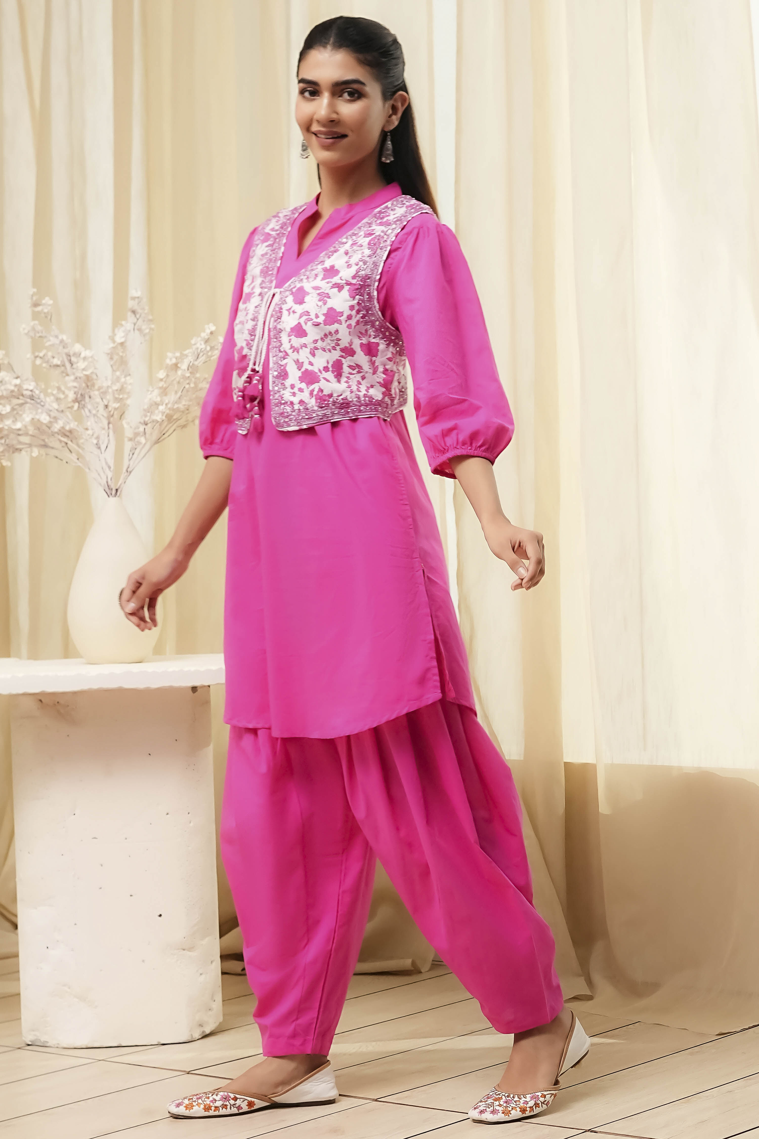 Sage Green Cotton Pathani Straight Kurta Set image number 2