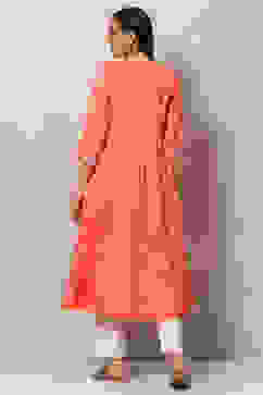 Coral Cotton Flared Printed Kurta image number 4