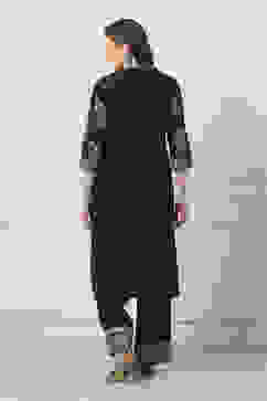 Black Cotton Straight Kurta Palazzo Suit Set image number 4