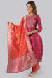 Pink Unstitched dress material Suit Set image number 2