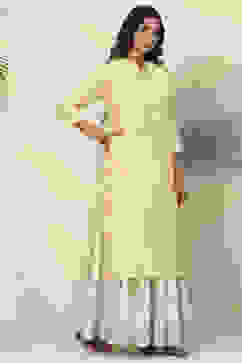 Yellow Straight Nylon Viscose Kurta image number 3