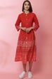 Red Rayon A-Line Printed Dress image number 3