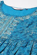 Teal Blue Cotton Anarkali Kurta Garara Suit Set image number 1