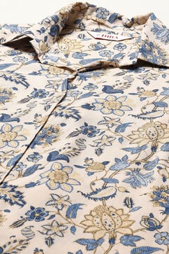 Off White & Blue Rayon Printed 2 Piece Sleepwear Set image number 1