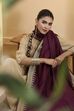 Maroon Poly Loom Side Striped Dupatta image number 0